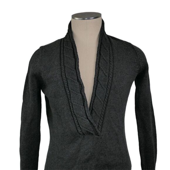 Eddie Bauer Womens Sweater Size L Gray 100% Merino Wool V-Neck Long Sleeve - Picture 5 of 9